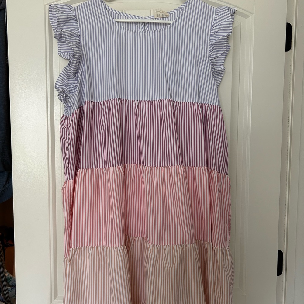 BiBi Blue and Pink Striped Dress
